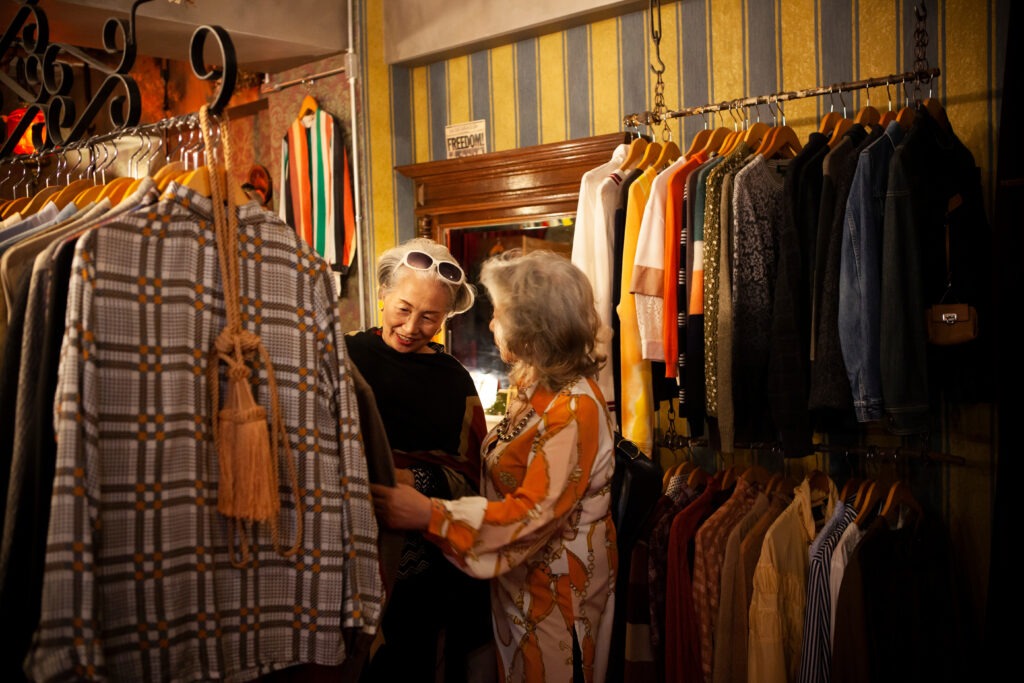 Elderly women shopping
