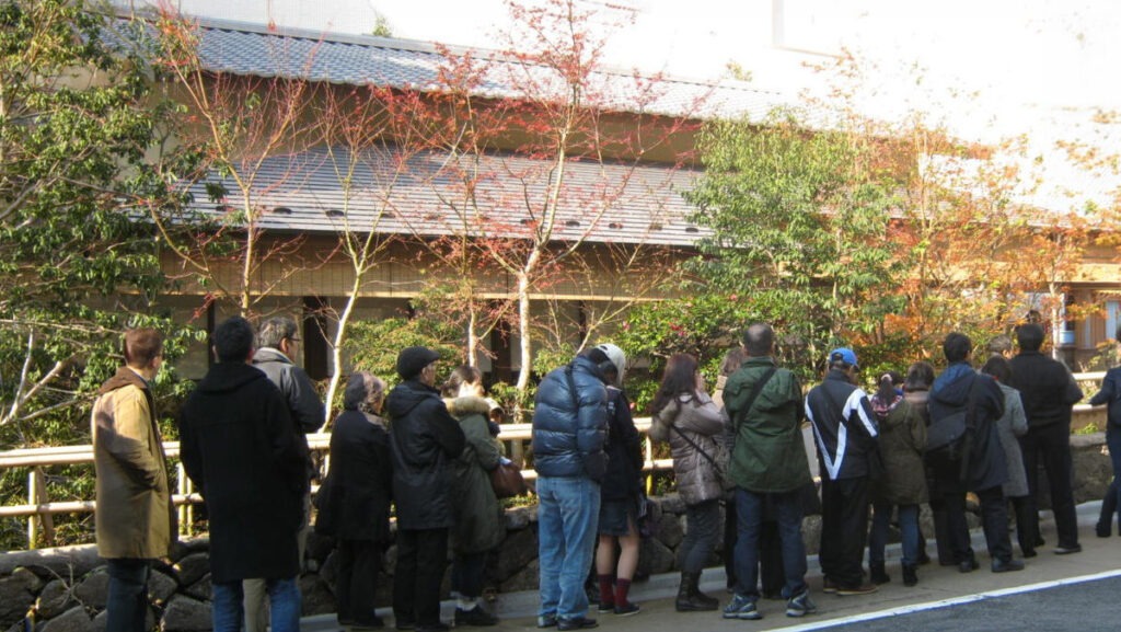 Crowd in front of a shop